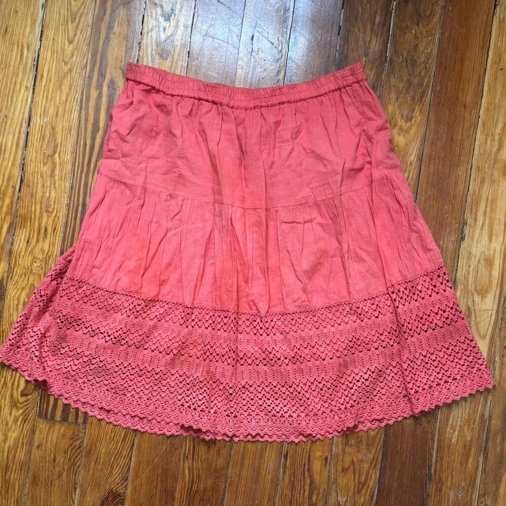 Early 2000s coral cotton midi skirt